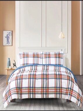 New Sega Rainbow Pride Plaid 3-Pc. Reversible Comforter Set Full/Queen